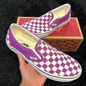 VANS off the wall checkerboard purple slip on shoes sneakers women’s 7 new